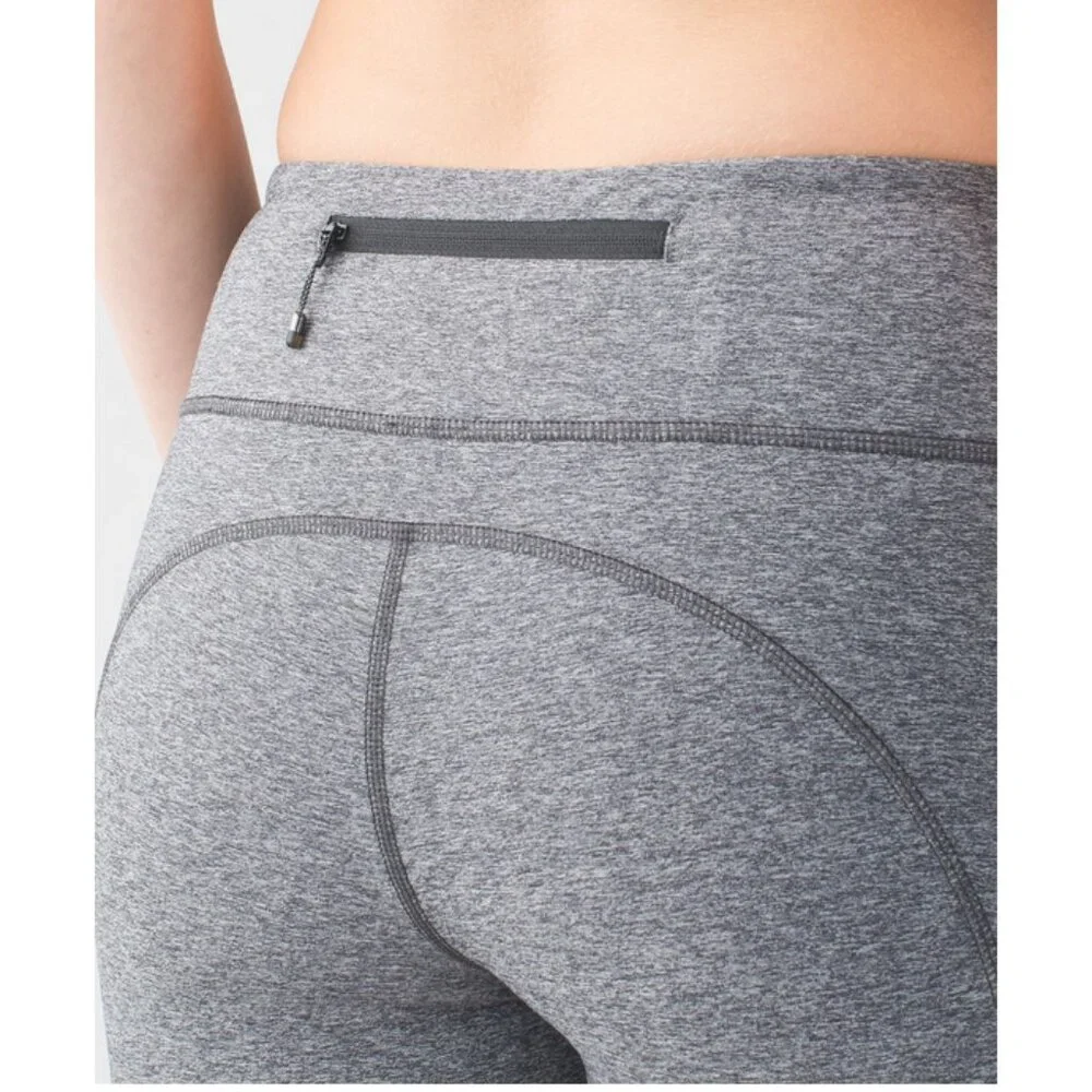 Lululemon Sz. 4 Heathered Black Speed Crop Legging